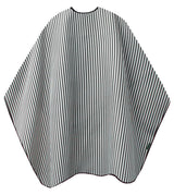 Trend-Design Barber Cape schwarz/weiß gestreift – Schneide- & Rasierumhang für Herren (145 x 170 cm) – Ansicht 3