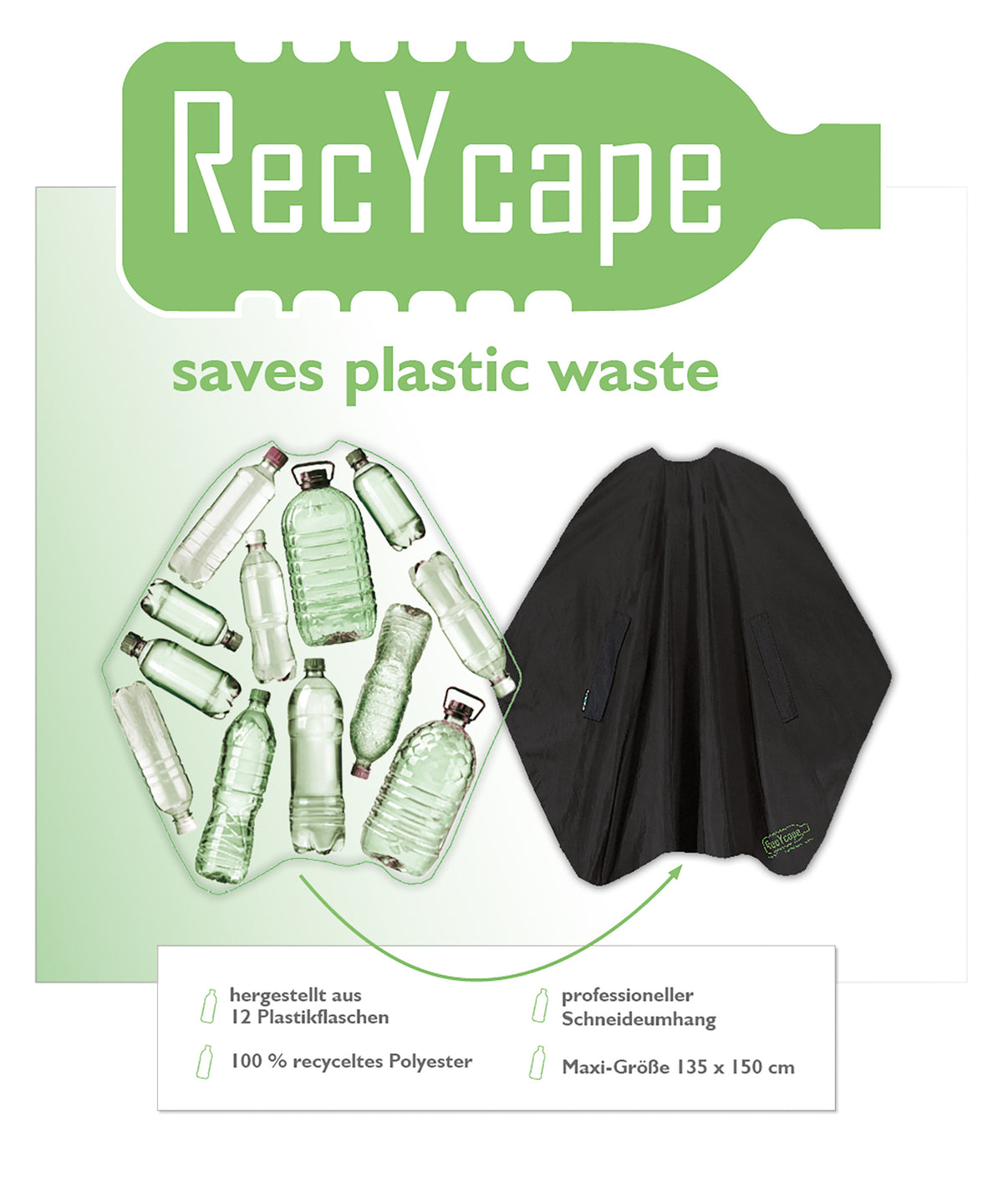 Trend-Design RecYcape schwarz mit Hakenverschluss – Ansicht 3
