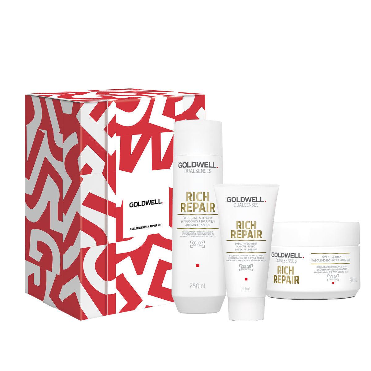 Goldwell Dualsenses Rich Repair X-Mas Set - Shampoo 250 ml + Maske 200 ml + 6-Effekte Serum 100 ml