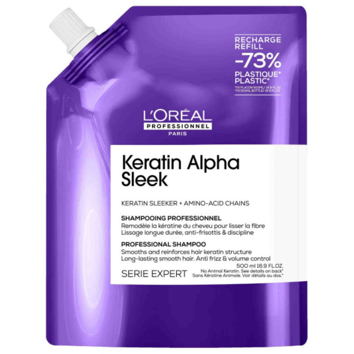 L'Oréal Serie Expert Keratin Alpha Sleek Shampoo Refill 500 ml