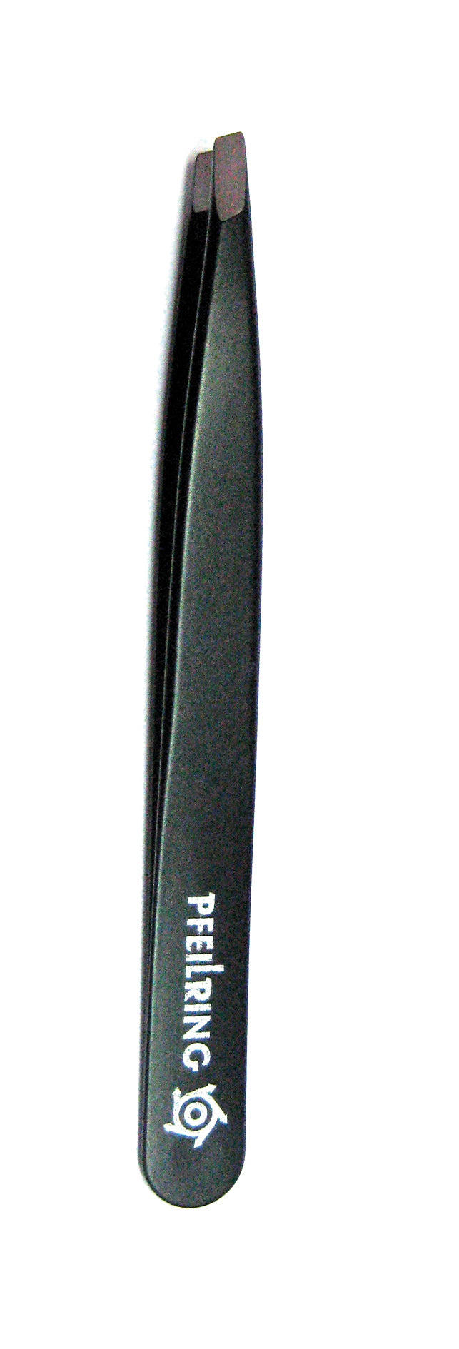 Pfeilring Pinzette 9,7 cm schwarz, silberschräg, rostfrei, mattiert