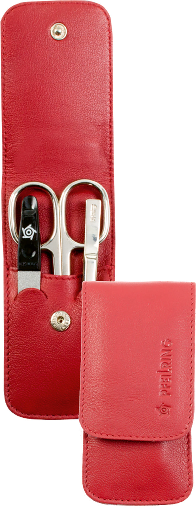 Pfeilring Manicure-Etui rot 3-teiligNappaleder mit Nickel-Füllung