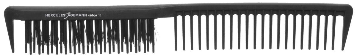 HERCULES C10 anthrazit Toupierkamm mit Naturborsten 9" Carbon Kamm