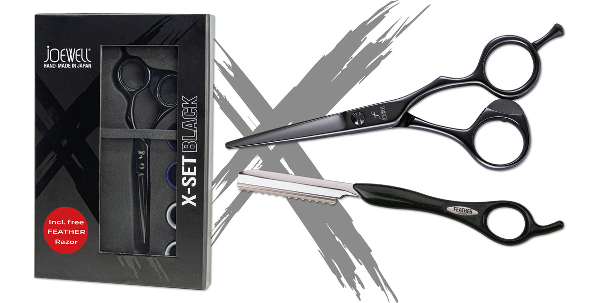 HS Schere Joewell X-Set Black 5.75" inkl. Feather Razor schwarz – Ansicht 3