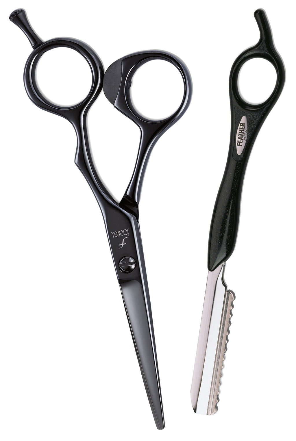 HS Schere Joewell X-Set Black 5.75" inkl. Feather Razor schwarz