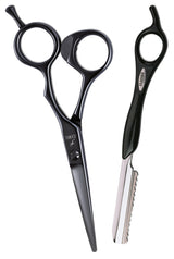 HS Schere Joewell X-Set Black 5.75" inkl. Feather Razor schwarz