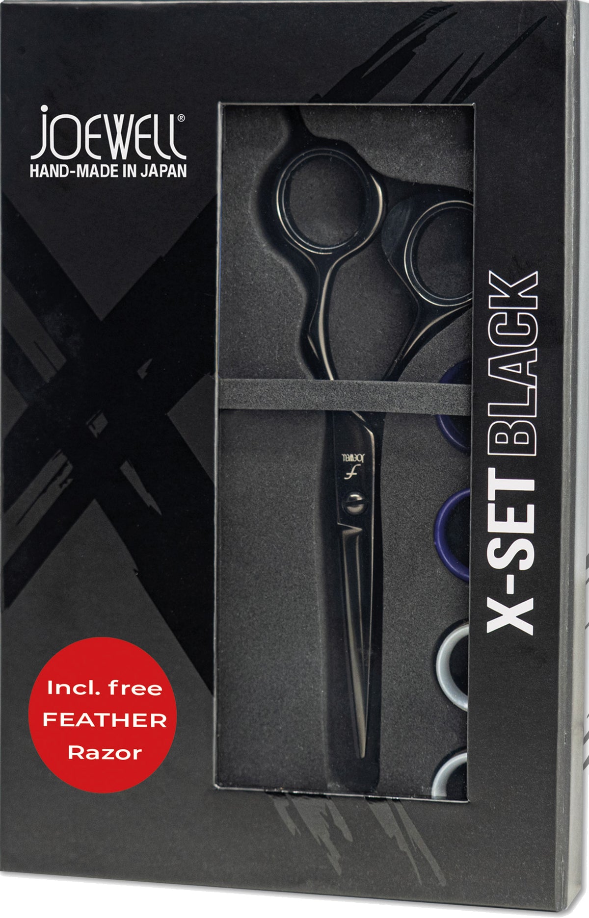 HS Schere Joewell X-Set Black 5.75" inkl. Feather Razor schwarz – Ansicht 2