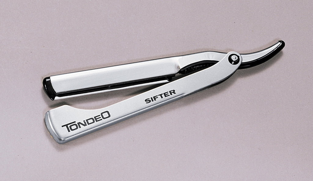Tondeo Sifter Messer rostfrei 1124 inkl. 10 Klingen (62 mm) & Aufsteckkamm – TSS 3