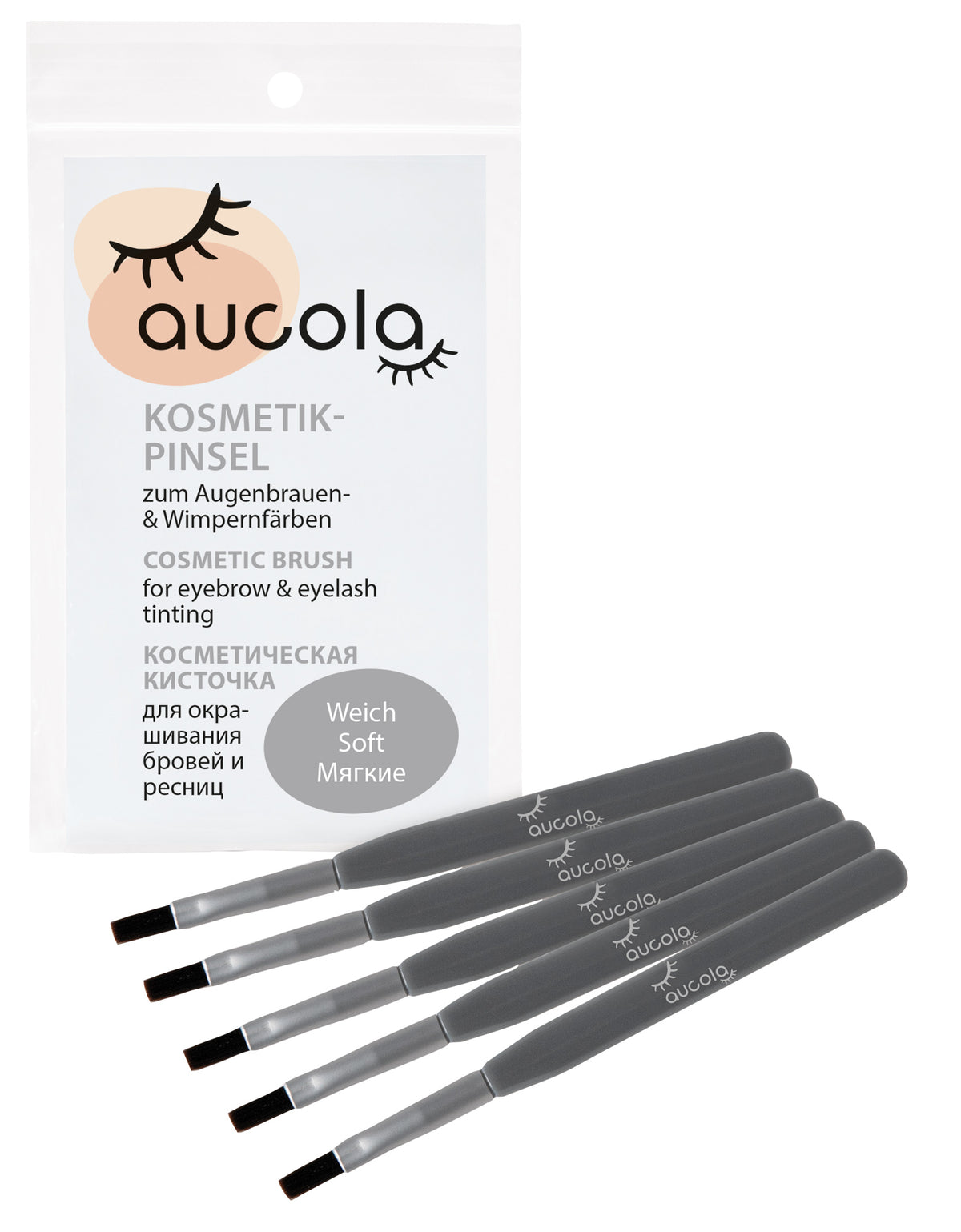 aucola Kosmetikpinsel Weich 5er Set für Augenbrauen- & Wimpernfarbe
