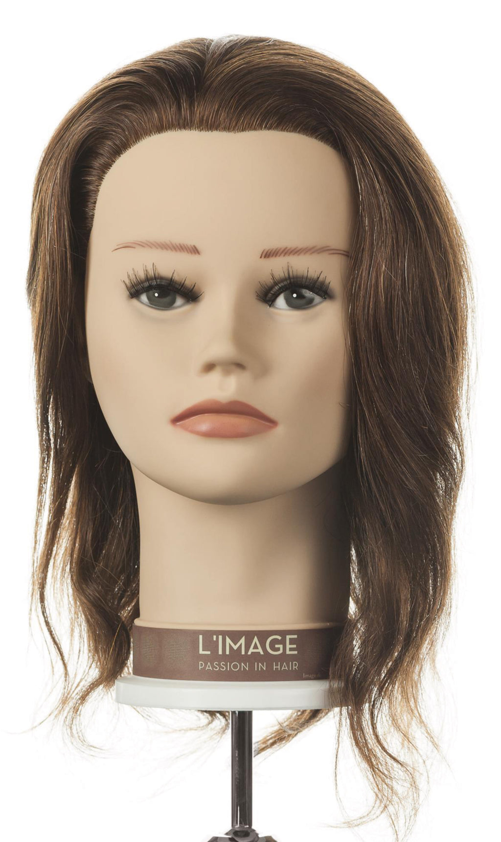L'IMAGE Übungskopf Leoni – dunkelblond, indisches Echthaar, ca. 20–25 cm – Ansicht 2