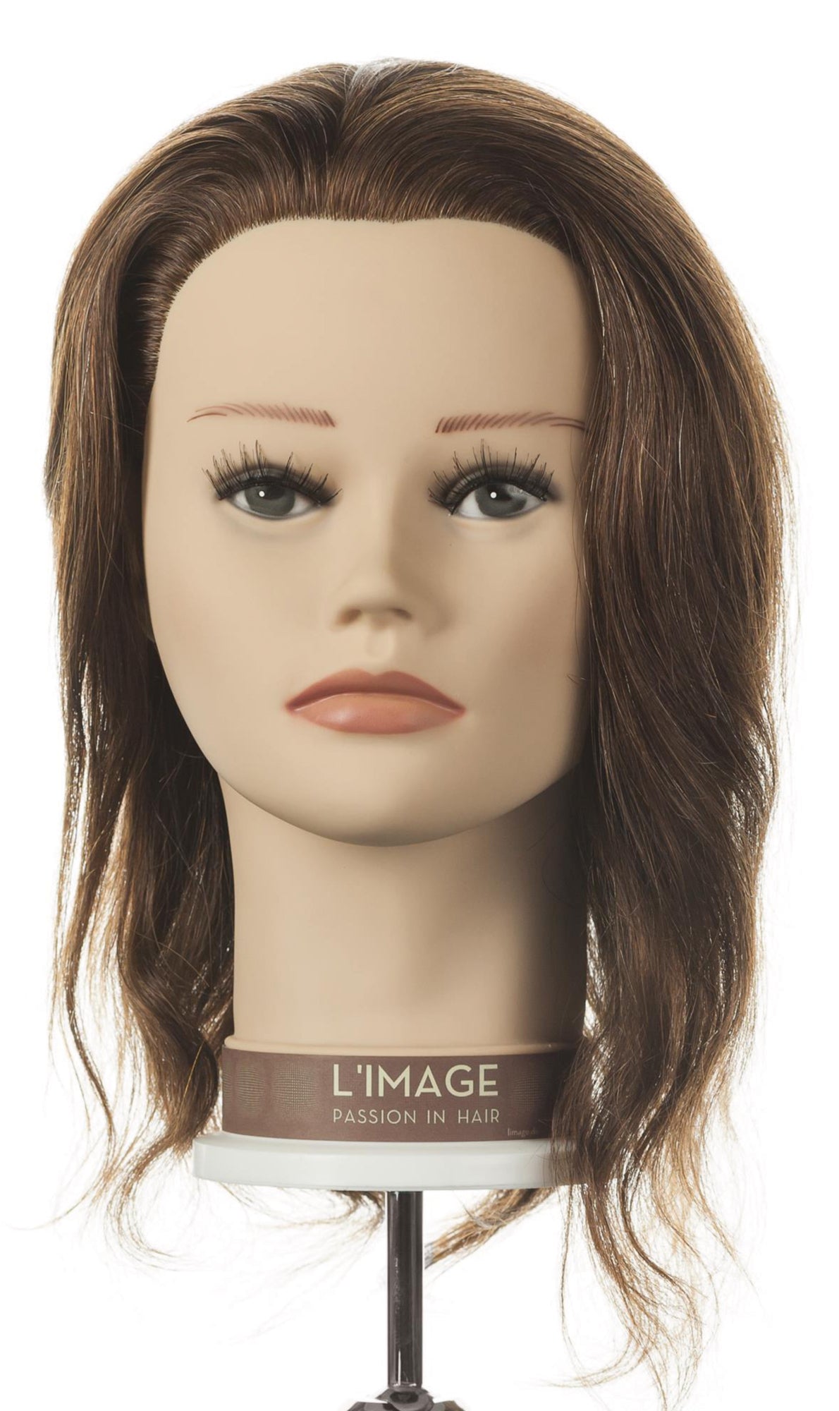 L'IMAGE Übungskopf Leoni – dunkelblond, indisches Echthaar, ca. 20–25 cm – Ansicht 2