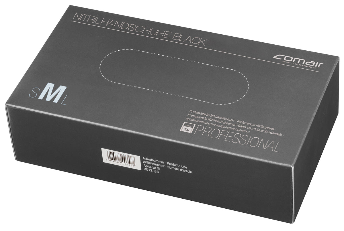 Comair Nitrilhandschuhe M, Puderfrei, 100er Box, Schwarz