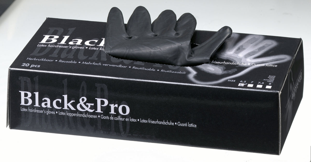 Latexhandschuhe schwarz 6,5 klein 20 Stück Black&Pro