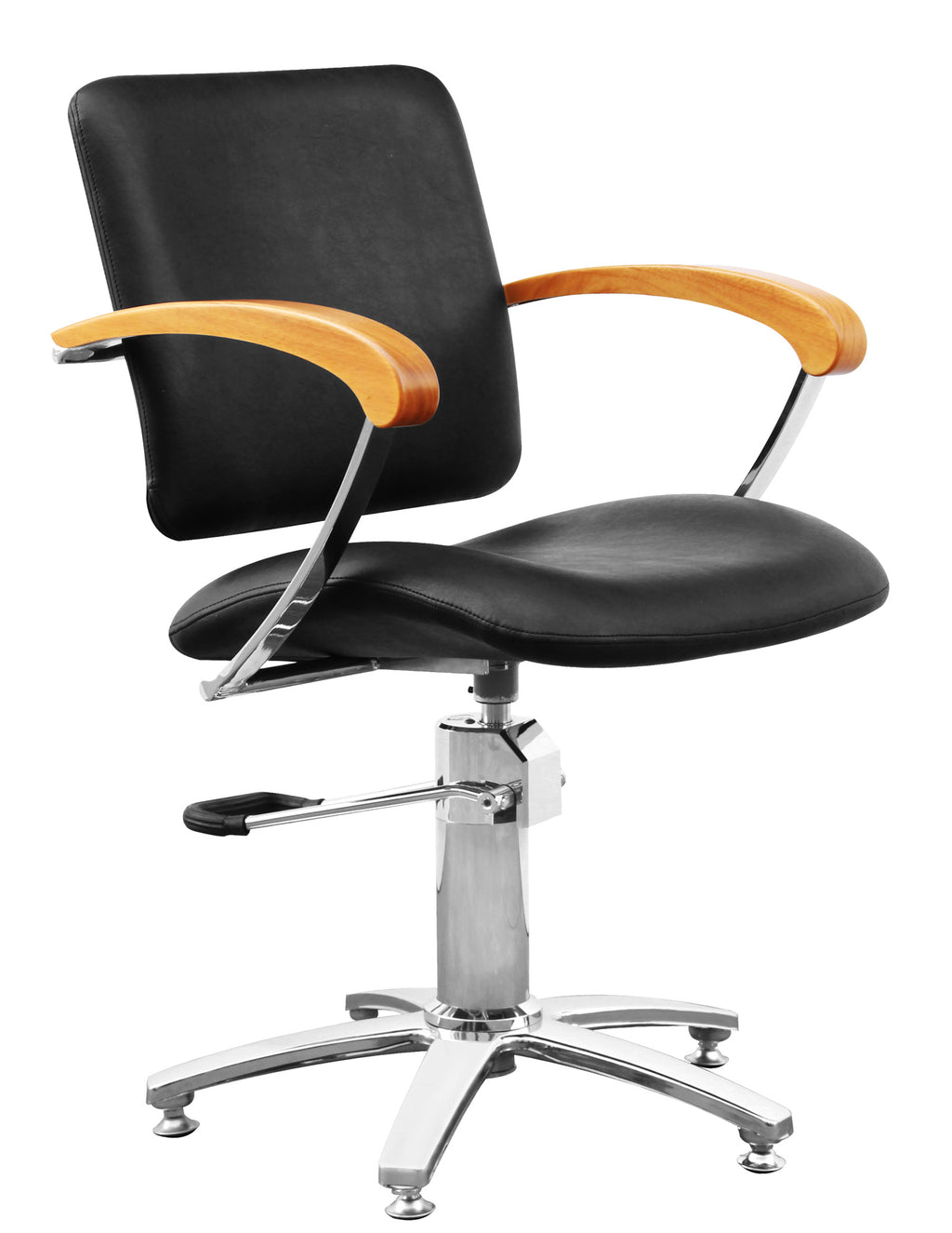 Comair Friseurstuhl London A – Armlehne Buche, Schwarz – Friseuroutlet