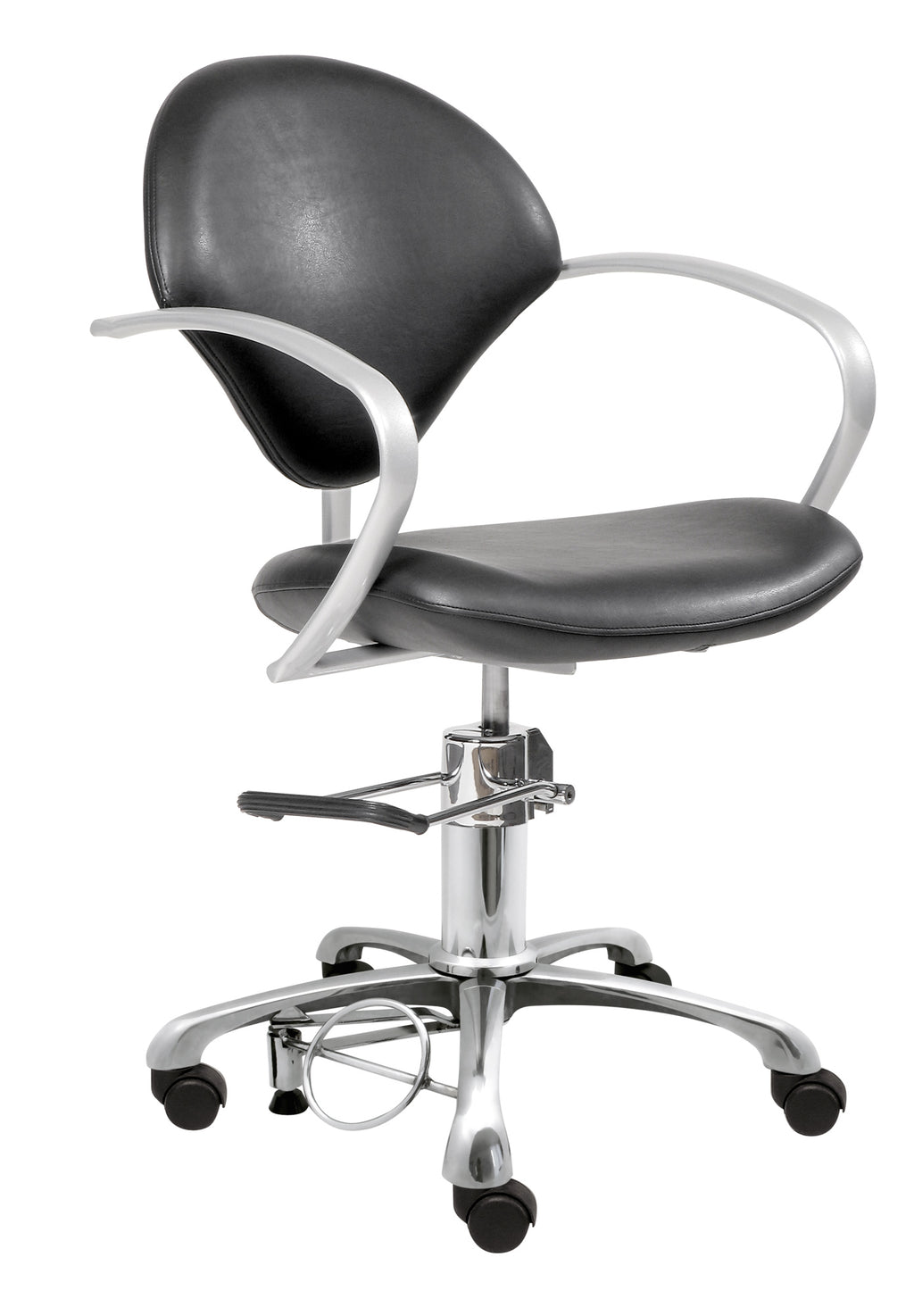 Comair Bedienungsstuhl Paris C Schwarz – mit beweglicher Rückenlehne, Rollen & Stopper – Friseuroutlet