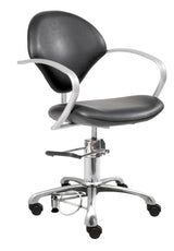 Comair Bedienungsstuhl Paris C Schwarz – mit beweglicher Rückenlehne, Rollen & Stopper – Friseuroutlet