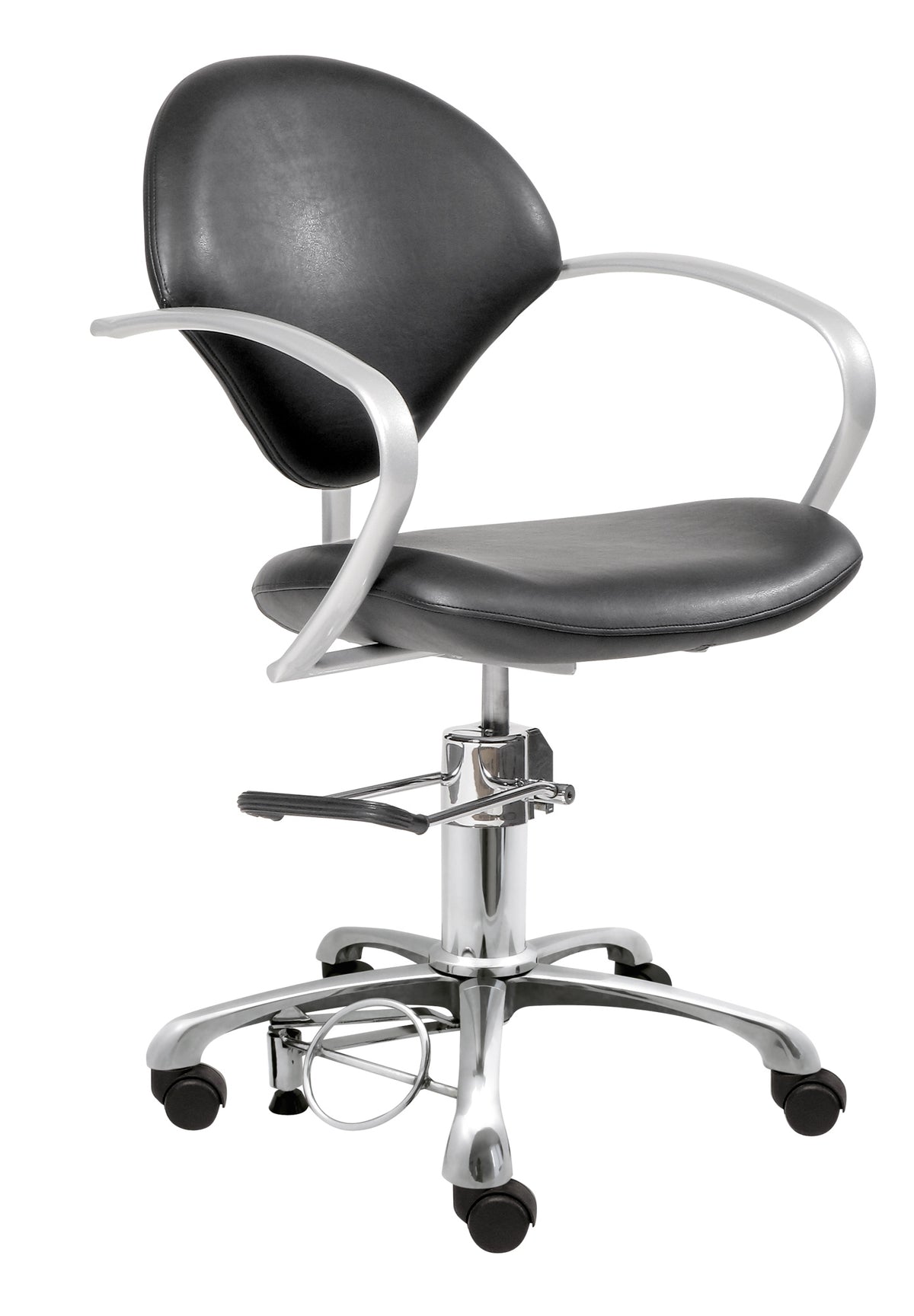 Comair Bedienungsstuhl Paris C Schwarz – mit beweglicher Rückenlehne, Rollen & Stopper – Friseuroutlet