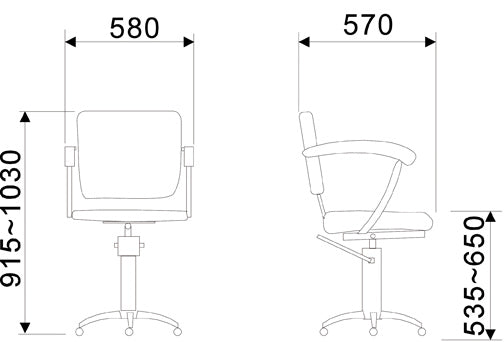 Comair Bedienstuhl London C – Schwarz mit Armlehnen Buche, Rollen & Stopper – Friseuroutlet