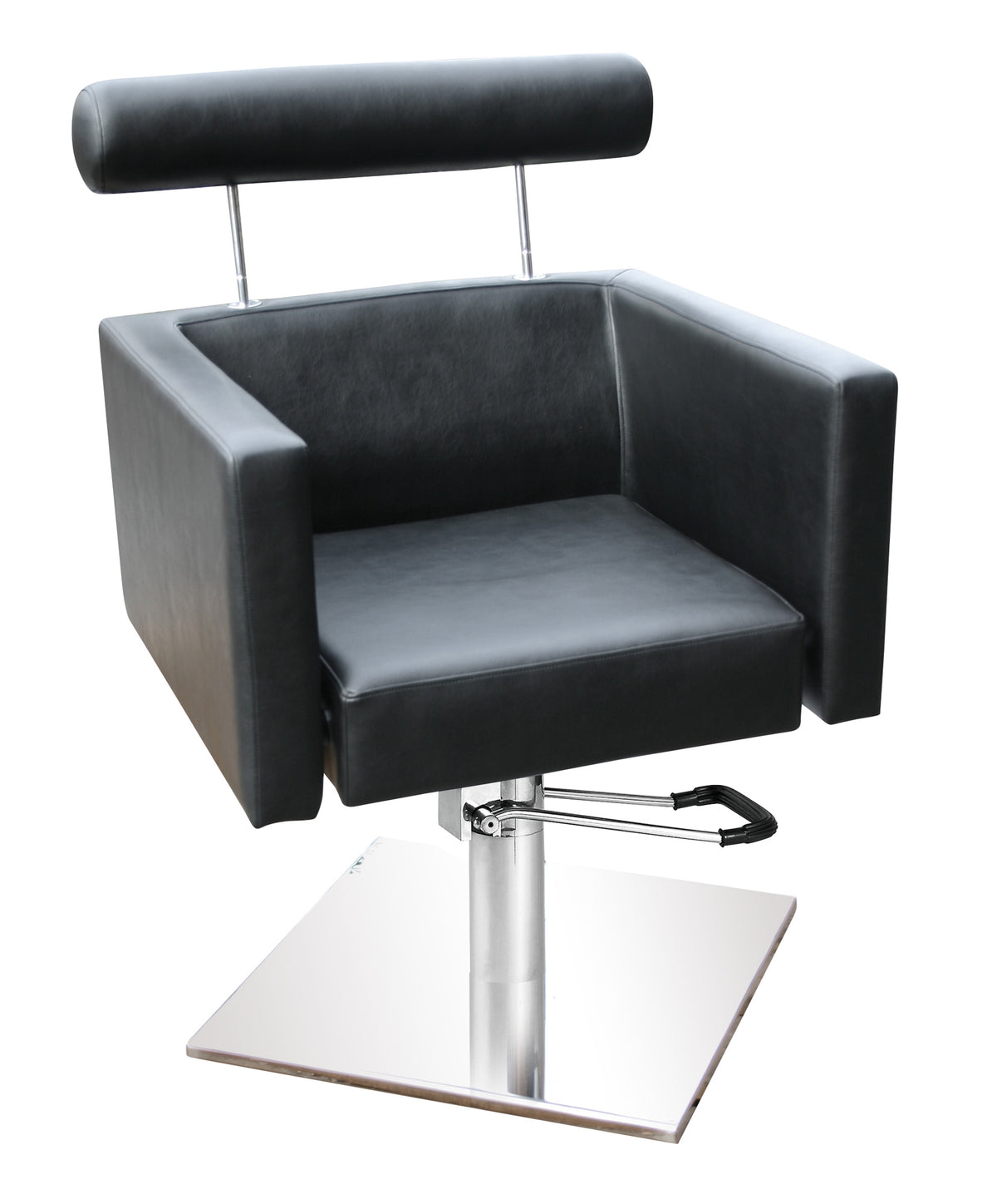 Comair Friseurstuhl Barcelona mit Quadratfuß Schwarz – Friseuroutlet