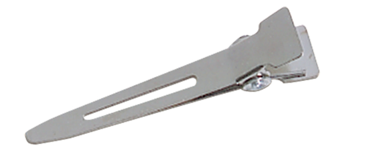 Comair Metall-Clips spitz, 46 mm – Detailansicht eines Clips aus der Packung mit 100 Stück