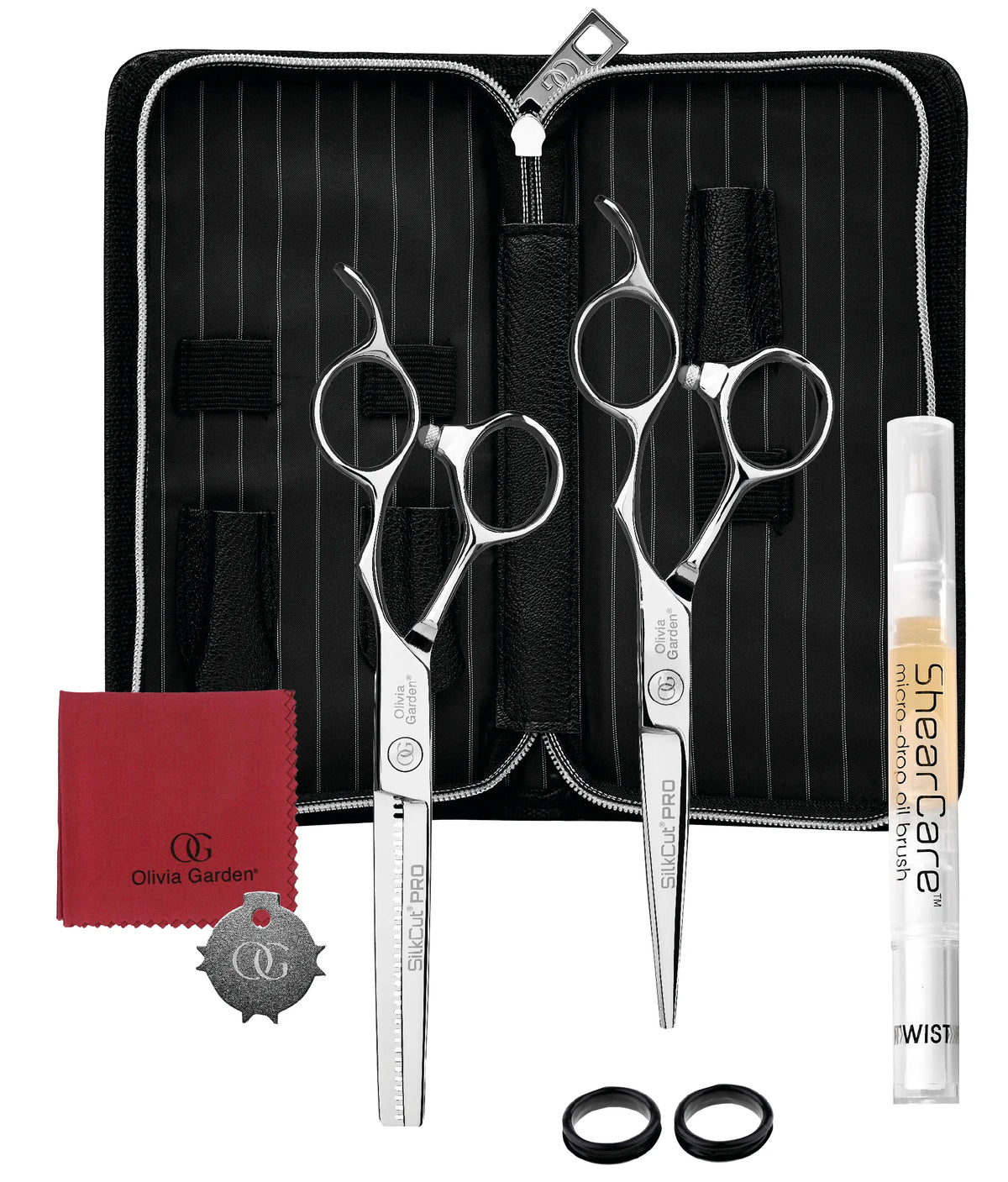 Olivia Garden Silkcut PRO Set LH 5,75" Silber – Schneide- & Effilierschere