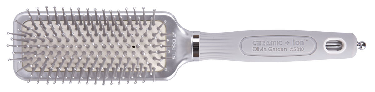 Olivia Garden Pneumatikbürste mit Nylonborsten, Silber, Größe S